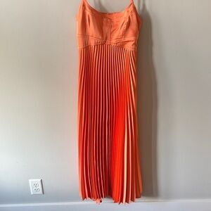 House of Harlow 1960 Elegant  Orange Pleated Satin Dress